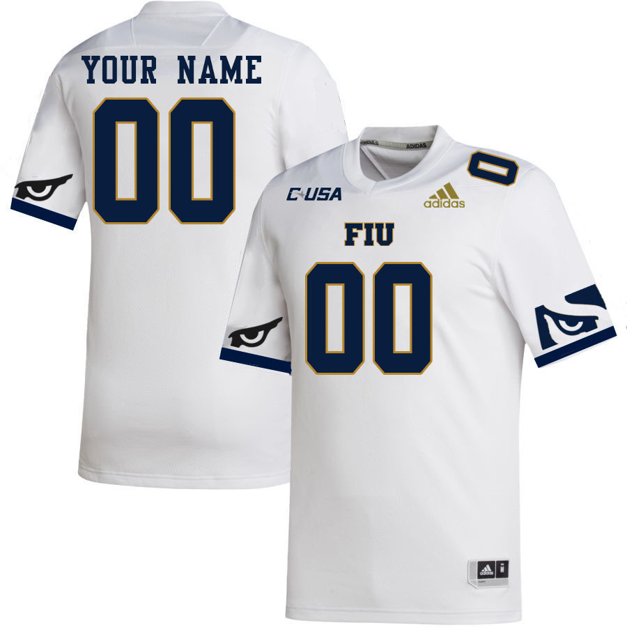 Custom FIU Panthers Name And Number Football Jersey-White